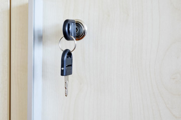 Key in office cabinet drawer lock