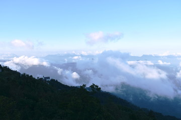 landscape of mountain with mist at Ba Na hills in Vietnam