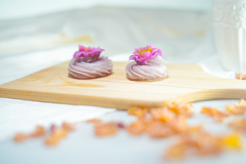 Traditional Thai desserts sweet and delicious : Beautiful candy with flower shaped. 