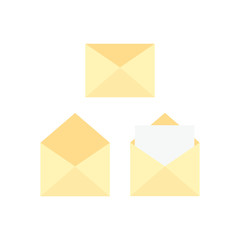 This is vector set of envelope and paper, heart. Letter on white background.