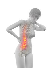 3d rendered medically accurate illustration of a woman having a painful back