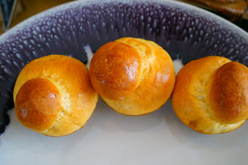 Freshly baked French brioches pastries