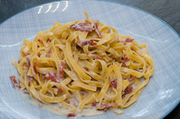 Very tasty pasta cheese and sausage. Traditional Italian dish