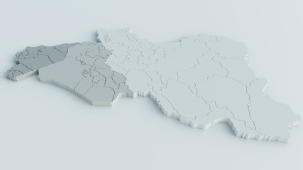Maps of Syria, Iraq and Iran in grayscale - 3D Rendering