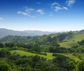  grassy field and hills