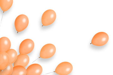 Group of colour helium balloons background.