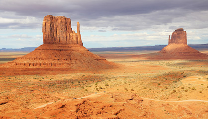 Mitten Buttes under clouds