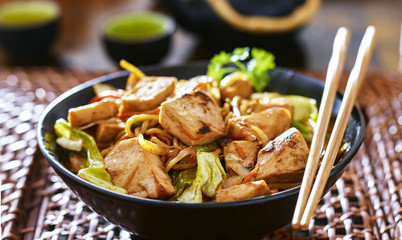 bowl of japanese chicken yakisoba
