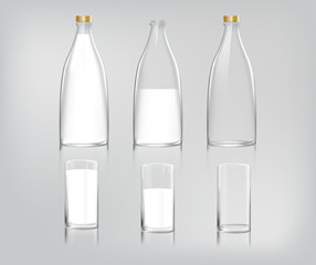 vector milk bottles and milk