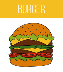 Fast food flyer template. Street food card illustration for design and web