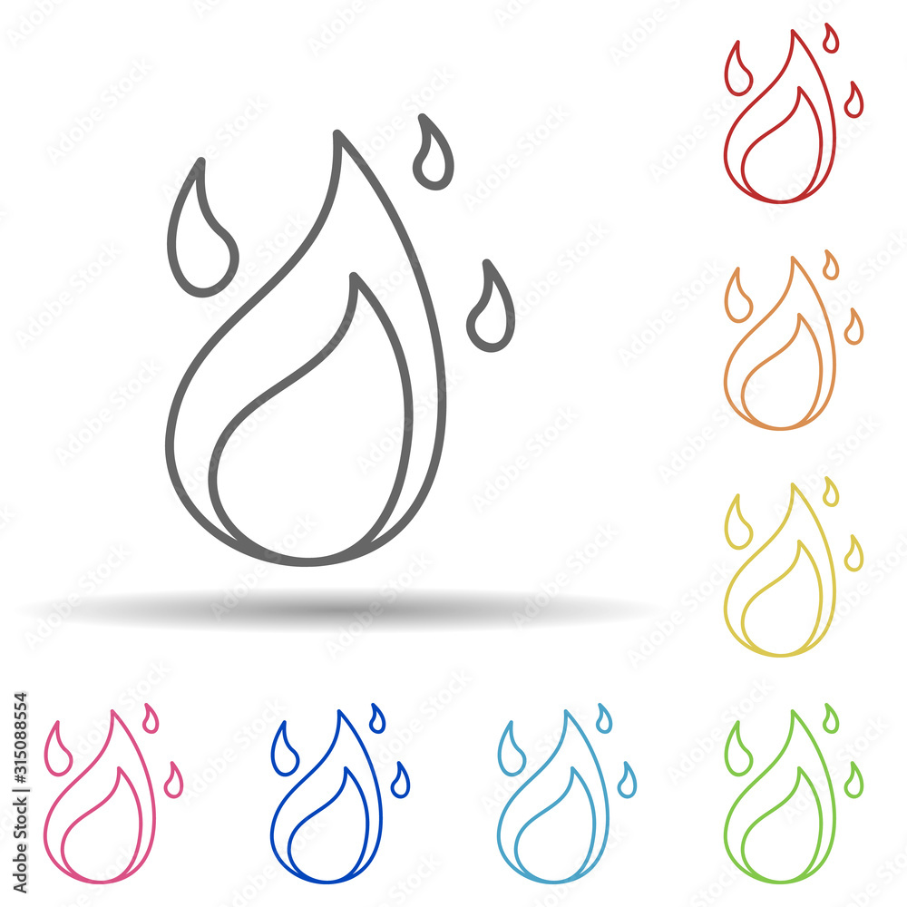 Aufkleber fire, burning in multi color style icon. simple thin line, outline vector of firefighter icons for u