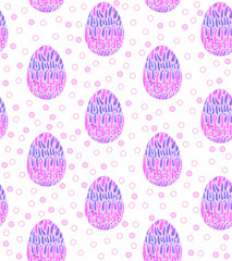 Seamless pattern, backgrounds, textures of multi colored abstract Easter eggs. Watercolor decorative drawing
