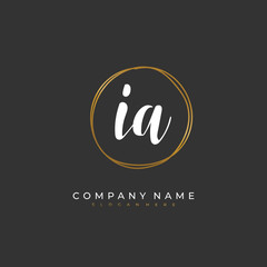 Handwritten initial letter I A IA for identity and logo. Vector logo template with handwriting and signature style.