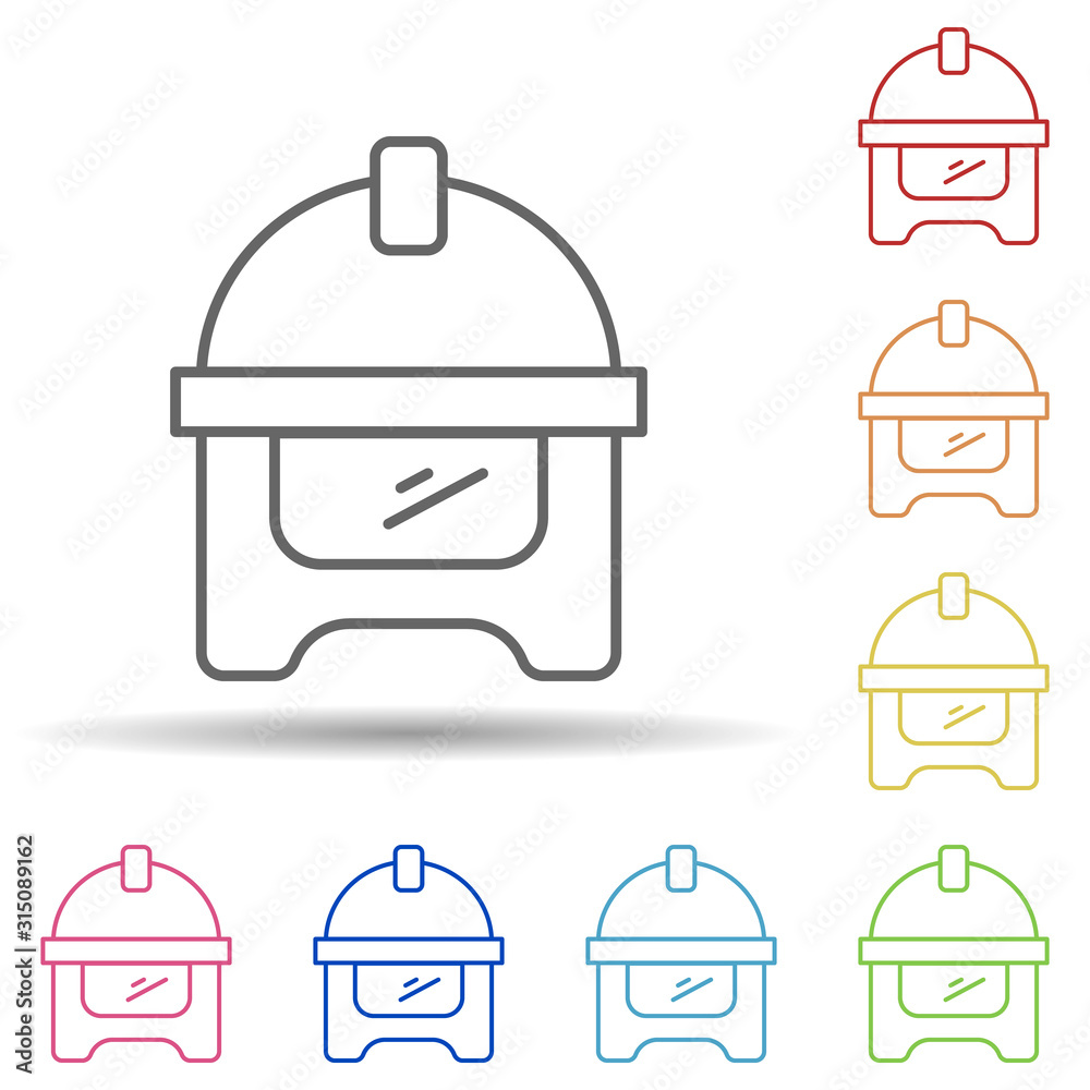 Aufkleber firefighter helmet in multi color style icon. simple thin line, outline vector of firefighter icons 