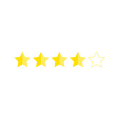 Customer satisfaction rating, stars 1 to 5, golden yellow