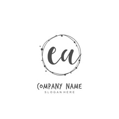 Handwritten initial letter E A EA for identity and logo. Vector logo template with handwriting and signature style.