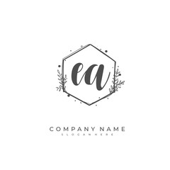 Handwritten initial letter E A EA for identity and logo. Vector logo template with handwriting and signature style.