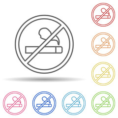 No smoking, firefighter in multi color style icon. Simple thin line, outline vector of firefighter icons for ui and ux, website or mobile application