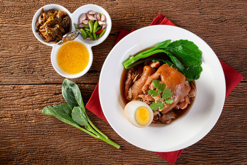 Stewed leg pork with sweet gravy sauce style chinese food.