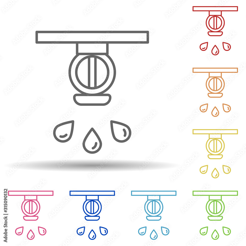 Aufkleber fire, water system in multi color style icon. simple thin line, outline vector of firefighter icons 
