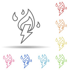 Electric fire, firefighter in multi color style icon. Simple thin line, outline vector of firefighter icons for ui and ux, website or mobile application