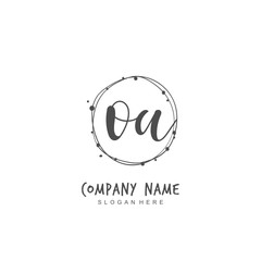 Obraz premium Handwritten initial letter O A OA for identity and logo. Vector logo template with handwriting and signature style.
