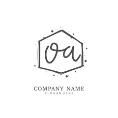  Handwritten initial letter O A OA for identity and logo. Vector logo template with handwriting and signature style.