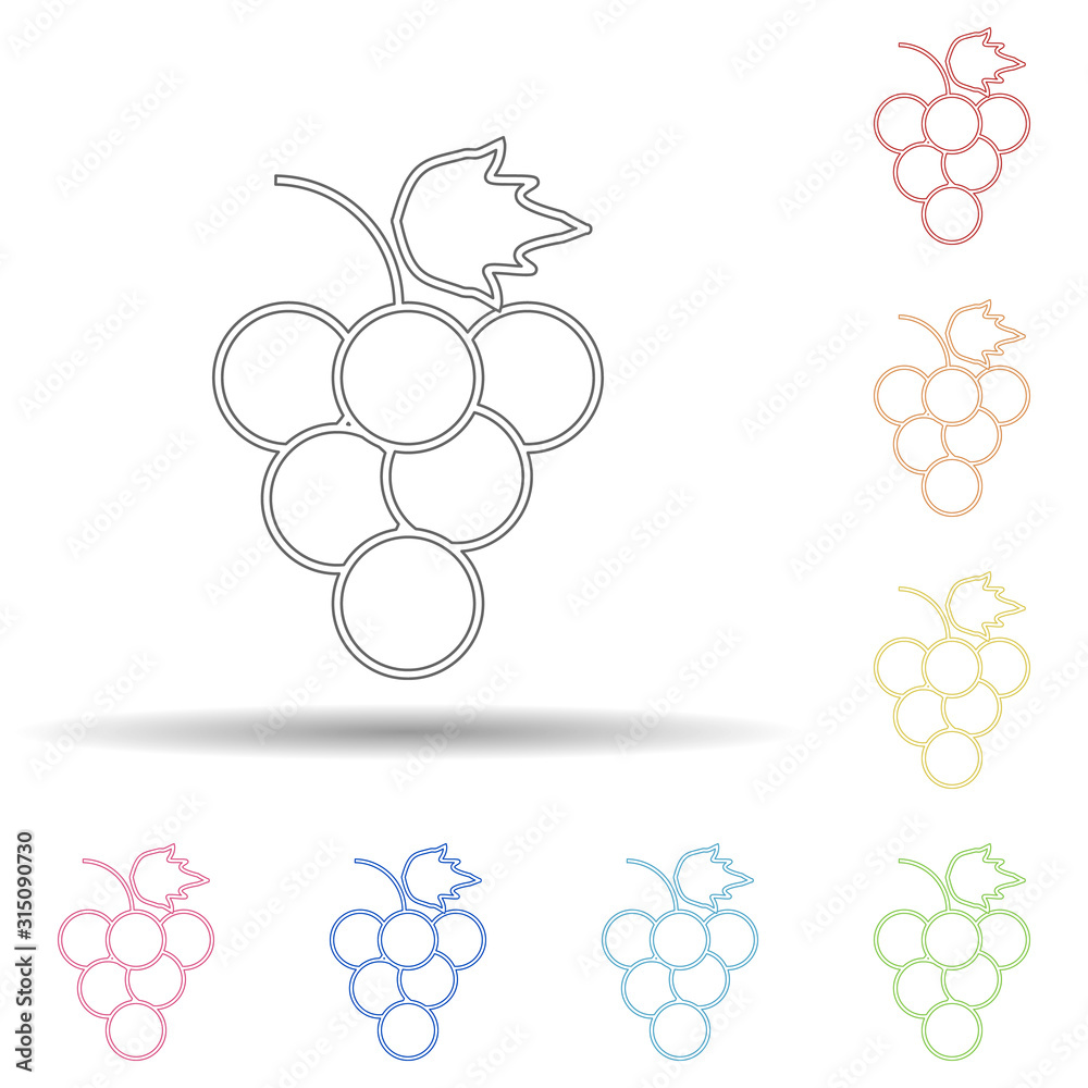 Poster grapes in multi color style icon. simple thin line, outline vector of fruit icons for ui and ux, web