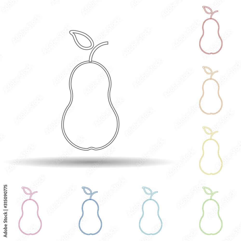 Aufkleber pear in multi color style icon. simple thin line, outline vector of fruit icons for ui and ux, websi