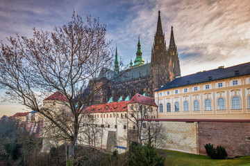 Fototapeta na wymiar St. Vitus Cathedral with the Prague Castle, Czech Republic, Europe.