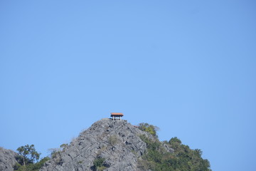 Fototapeta premium hut on the top of mountain