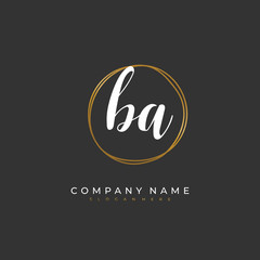 Handwritten initial letter B A BA for identity and logo. Vector logo template with handwriting and signature style.