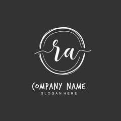 Handwritten initial letter R A RA for identity and logo. Vector logo template with handwriting and signature style.