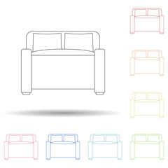 Double bed flat in multi color style icon. Simple thin line, outline vector of furniture icons for ui and ux, website or mobile application