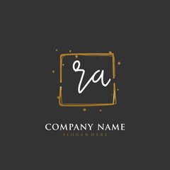 Handwritten initial letter R A RA for identity and logo. Vector logo template with handwriting and signature style.