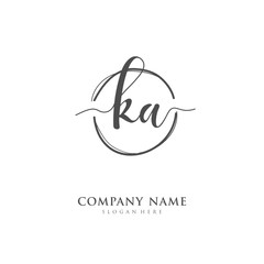 Handwritten initial letter K A KA for identity and logo. Vector logo template with handwriting and signature style.