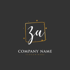 Handwritten initial letter Z A ZA for identity and logo. Vector logo template with handwriting and signature style.