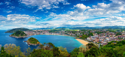 Panoramic view on San Sebastian, Spain