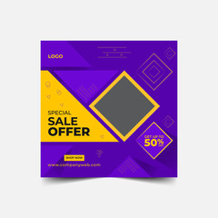 social media post template for special offer. Digital banner, Poster, digital layout. Vector illustration. 