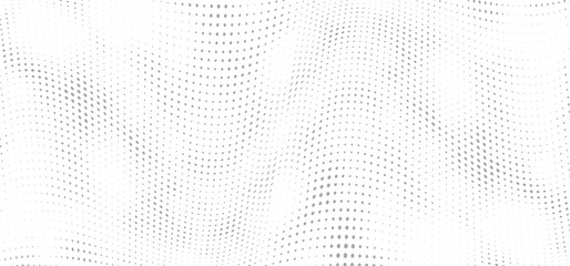 Halftone background. Abstract wave dotted template, grey gradient for poster, wallpaper, music flyer, website and banner. Pop art grunge textured background with dot and circle. Vector illustration.