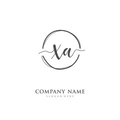  Handwritten initial letter X A XA for identity and logo. Vector logo template with handwriting and signature style.