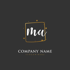  Handwritten initial letter M A MA for identity and logo. Vector logo template with handwriting and signature style.