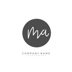  Handwritten initial letter M A MA for identity and logo. Vector logo template with handwriting and signature style.