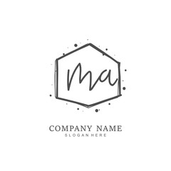 Handwritten initial letter M A MA for identity and logo. Vector logo template with handwriting and signature style.