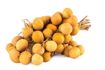 A bunch of Longan fresh tropical fruit on white background fruit agriculture food isolated