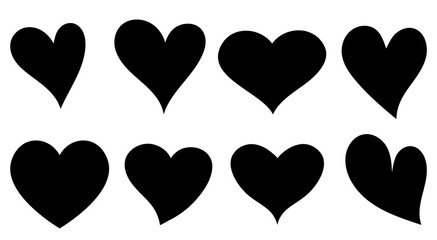 Heart hand drawn different icons set, Set of black heart icons