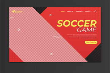 Soccer game landing page template