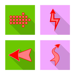 Vector illustration of element and arrow symbol. Collection of element and direction stock symbol for web.