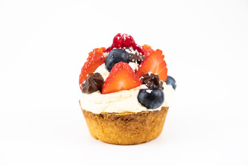 Mignon dessert with fruit cream and chocolate