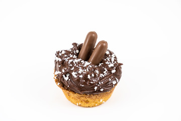 Mignon dessert with fruit cream and chocolate